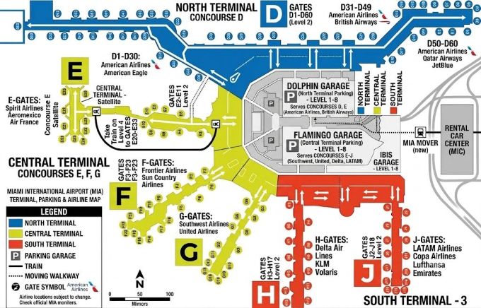 Miami Airport Terminal Maps including Google Map
