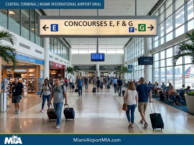 Central Terminal Concourses E, F and G at Miami Airport MIA Central Terminal Concourses E, F and G at Miami Airport MIA